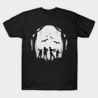 Halloween Zombie Moon Bats Horror Scary Vintage Tummy Ache Survivor T-Shirt